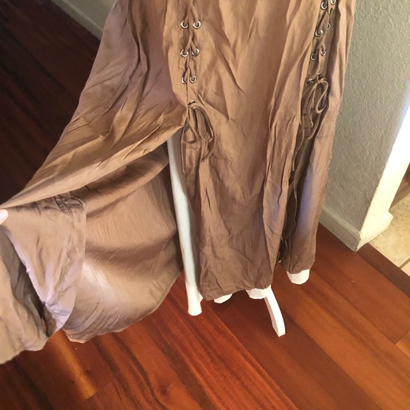 Scarlet Darkness Maxi Long Skirt Renaissance Double Layer Overskirt Brown - Picture 3 of 11